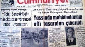 1966 Af Kanunu Cumhuriyet Manşet