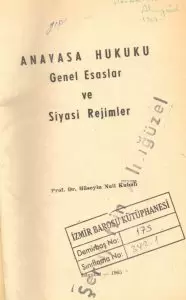 Hüseyin Nail Kubalı - Anayasa Hukuku