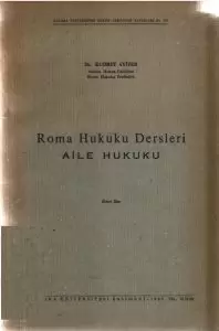 Roma Hukuku Dersleri Aile Hukuku - Kudret Ayiter