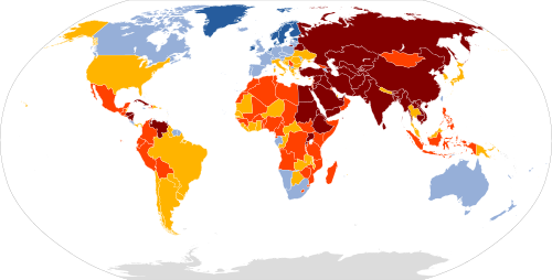 2025 Yılı Basın Özgürlüğü Endeksine ilişkin harita