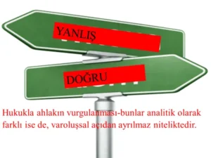 Hukukla ahlakın vurgulanması - bunlar analitik olarak farklı ise de, varoluşsal açıdan ayrılmaz niteliktedir.