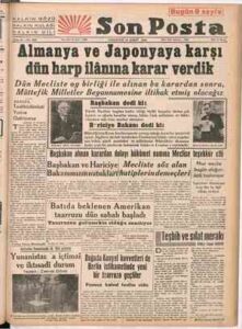 Türkiye Cumhuriyeti, Japonya ile diplomatik ilişkilerini 3 Ocak 1945’te kesmişti. Yeni kurulacak olan Birleşmiş Milletlere yalnızca 1 Mart 1945 tarihine kadar Almanya’ya savaş açmış ülkelerin katılacağının kararlaştırılması üzerine, 23 Şubat 1945’te Japonya ve Almanya’ya savaş ilan etti. 